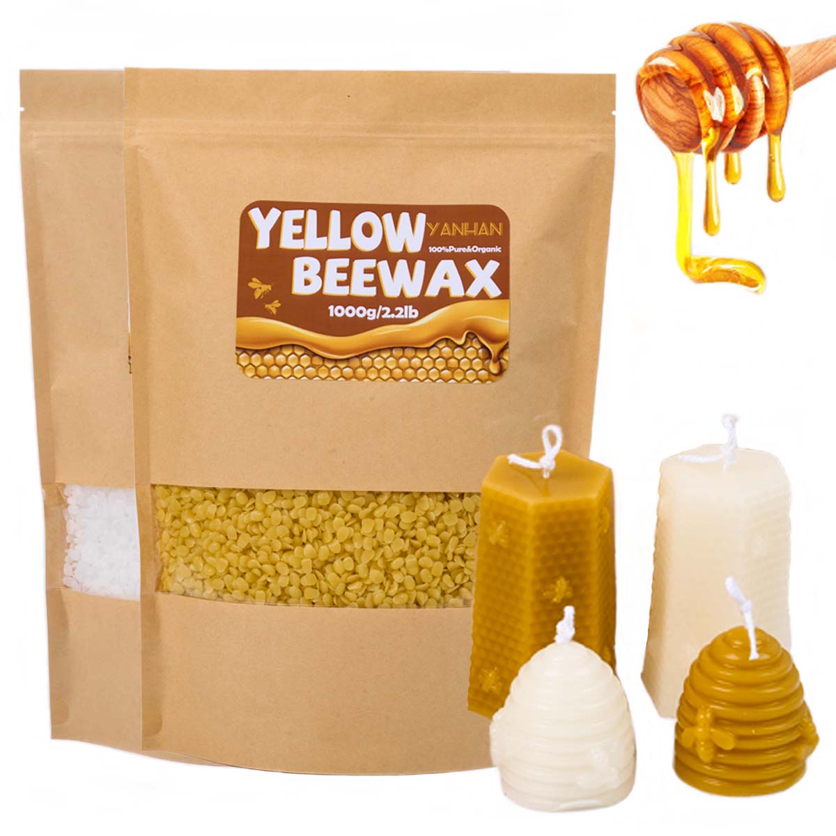 1000g Pure Natural Granular Wh - Candle Supplies Beeswax review and price
