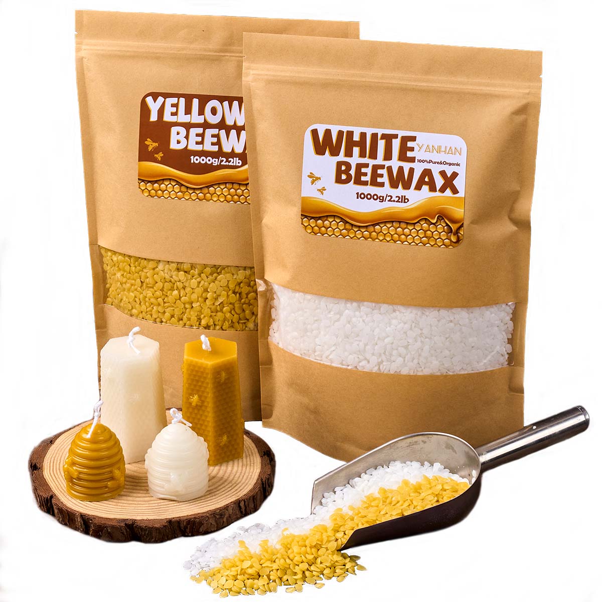 1000g Pure Natural Granular Wh - Candle Supplies Beeswax review and price